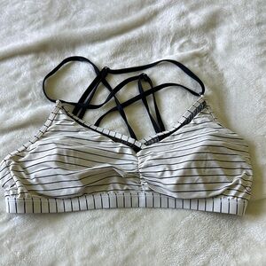 CALIA Striped Black and Cream Bikini Top